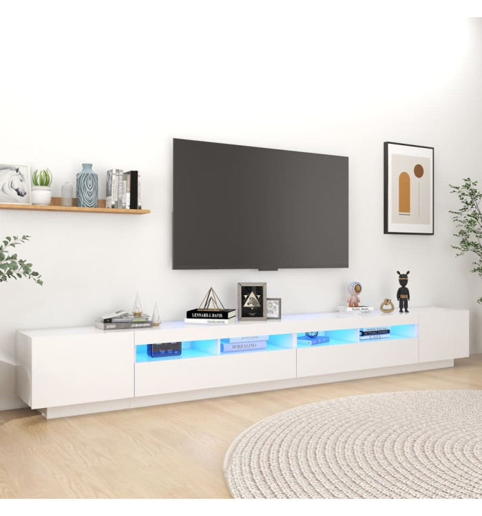 Meuble TV avec lumières LED Blanc 300x35x40 cm | Mobilier & Déco