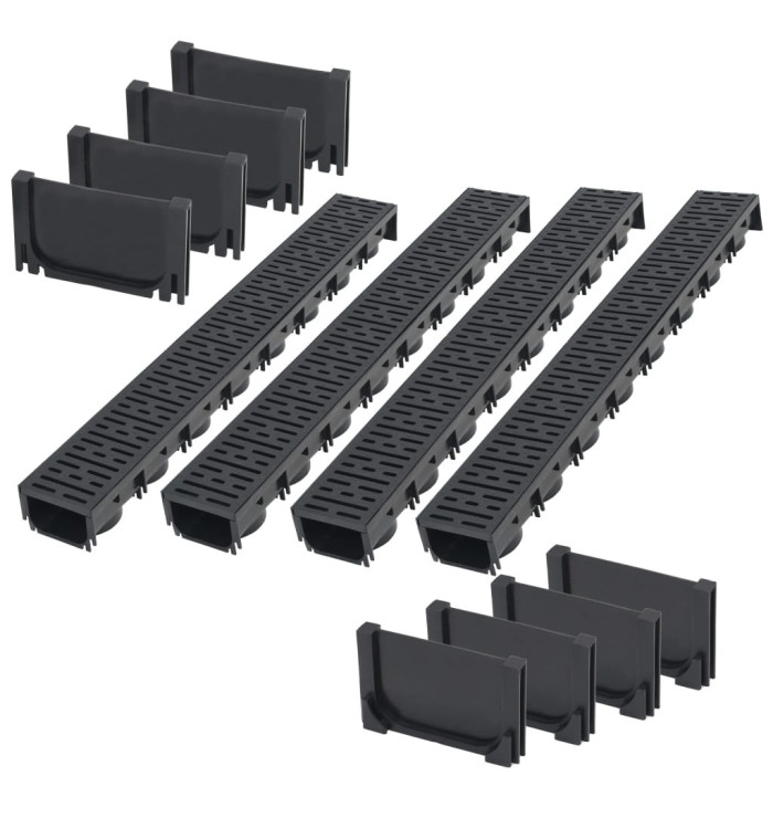 Caniveau de drainage 4 pcs Plastique 4 m | Mobilier & Déco
