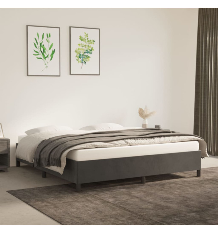 Cadre de lit sans matelas gris foncé 180x200 cm velours | Mobilier & Déco