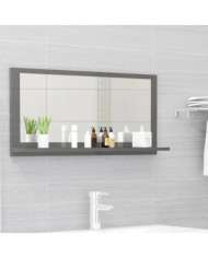 Miroir salle de bain Gris brillant 80x10,5x37cm Bois ingénierie | Mobilier & Déco