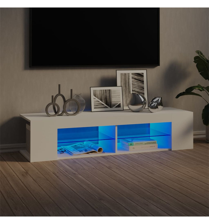 Meuble TV avec lumières LED blanc 135x39x30 cm | Mobilier & Déco