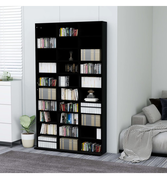 Armoire à CD Noir 102x16x177,5 cm Bois d'ingénierie | Mobilier & Déco