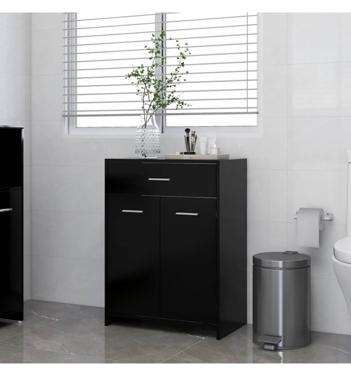 Armoire de salle de bain noir 60x33x80 cm bois d’ingénierie | Mobilier & Déco
