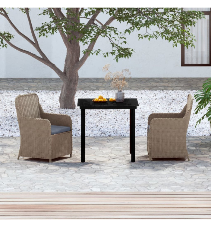 Ensemble à manger de jardin avec coussins 3 pcs marron | Mobilier & Déco