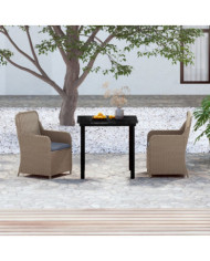 Ensemble à manger de jardin avec coussins 3 pcs marron | Mobilier & Déco