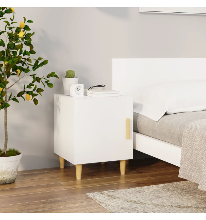 Table de chevet Blanc brillant Bois d'ingénierie | Mobilier & Déco