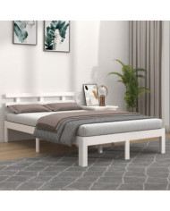 Cadre de lit sans matelas blanc bois massif 120x200 cm | Mobilier & Déco