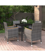 Ensemble à manger de jardin coussins 5 pcs Résine tressée Verre | Mobilier & Déco