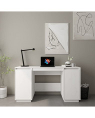 Bureau blanc 140x50x75 cm bois massif de pin | Mobilier & Déco
