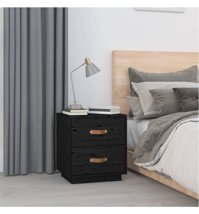   Table de chevet Noir 40x34x45 cm Bois de pin massif | Mobilier & Déco