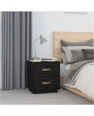   Table de chevet Noir 40x34x45 cm Bois de pin massif | Mobilier & Déco