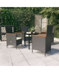 Ensemble à manger de jardin avec coussins 5 pcs Noir | Mobilier & Déco