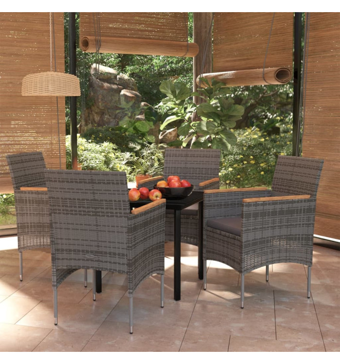 Ensemble à manger de jardin et coussins 5pcs Gris/noir | Mobilier & Déco