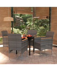 Ensemble à manger de jardin et coussins 5pcs Gris/noir | Mobilier & Déco