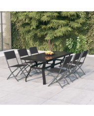 Ensemble à manger de jardin 7 pcs Gris et noir | Mobilier & Déco
