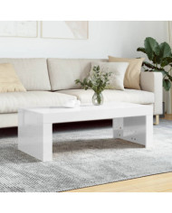 Table basse blanc brillant 102x50x36 cm bois d'ingénierie | Mobilier & Déco