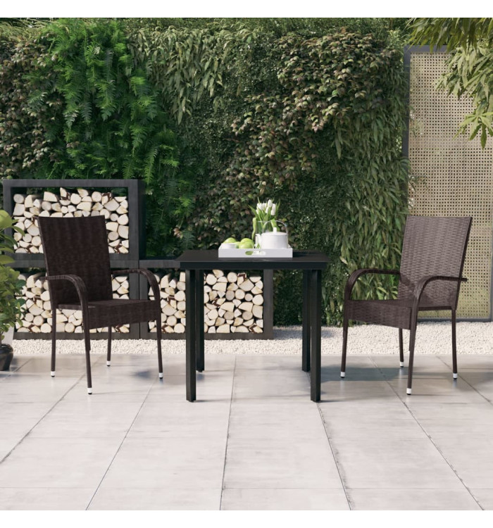 Ensemble à manger de jardin 3 pcs Marron et noir | Mobilier & Déco