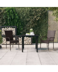Ensemble à manger de jardin 3 pcs Marron et noir | Mobilier & Déco