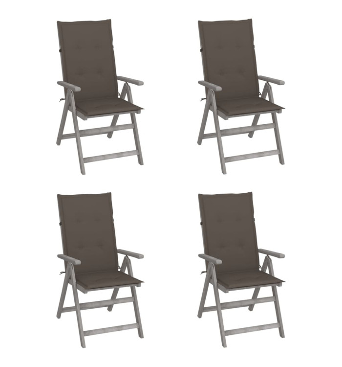 Chaises inclinables de jardin lot de 4 et coussins Bois acacia | Mobilier & Déco
