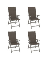 Chaises inclinables de jardin lot de 4 et coussins Bois acacia | Mobilier & Déco