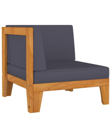Canapé d'angle sectionnel et coussins gris foncé Bois d'acacia | Mobilier & Déco
