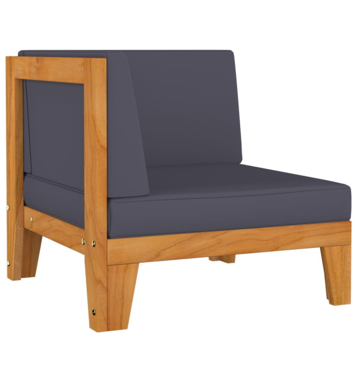 Canapé d'angle sectionnel et coussins gris foncé Bois d'acacia | Mobilier & Déco