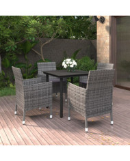 Ensemble à manger de jardin coussins 5 pcs Résine tressée Verre | Mobilier & Déco