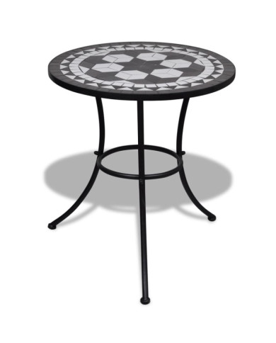 Table de bistro Noir et blanc 60 cm Mosaïque | Mobilier & Déco