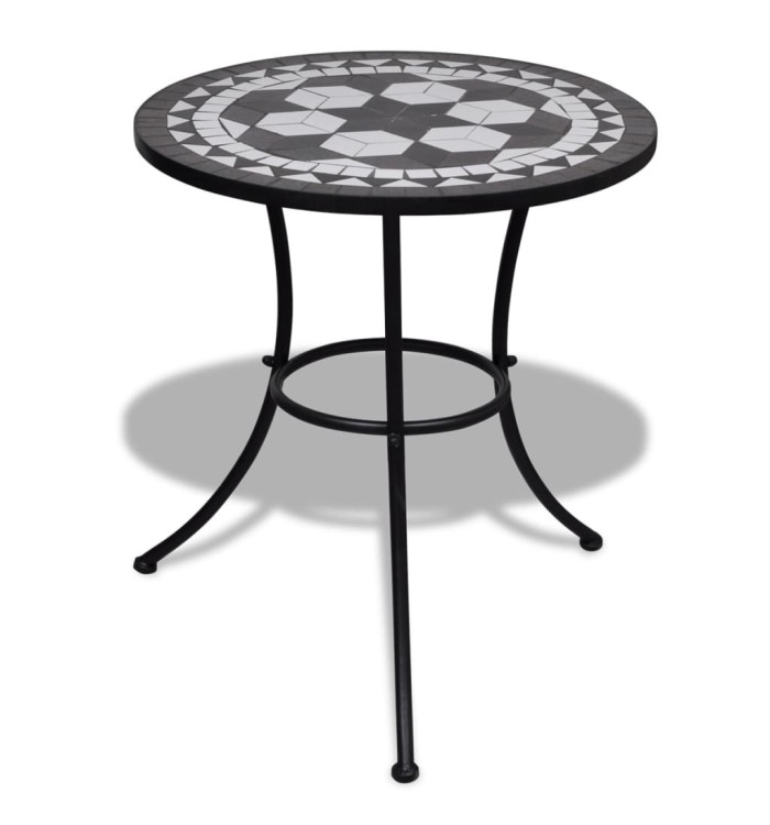 Table de bistro Noir et blanc 60 cm Mosaïque | Mobilier & Déco