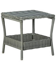 Table de jardin Gris clair 45x45x46,5 cm Résine tressée | Mobilier & Déco