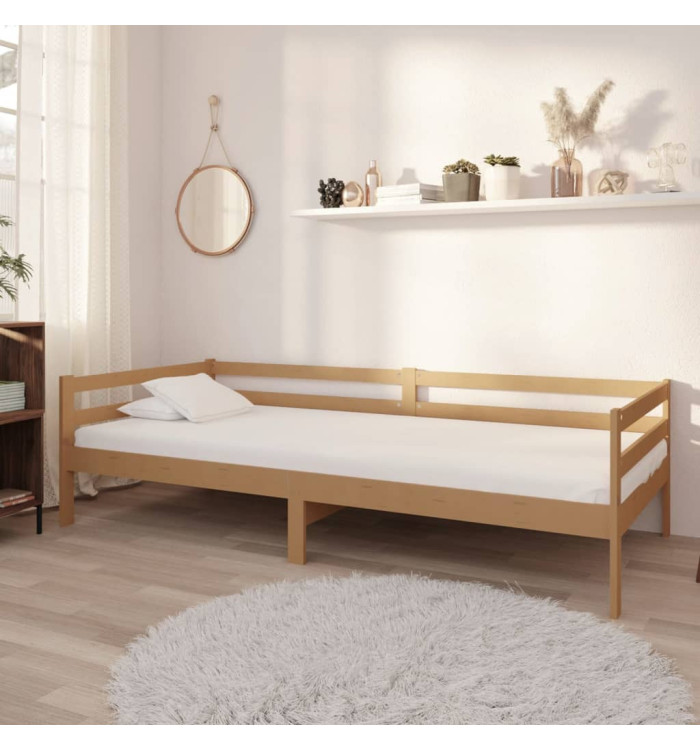 Lit de repos et matelas 90x200cm Marron miel Bois de pin massif | Mobilier & Déco