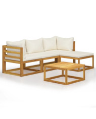 Salon de jardin 5 pcs avec coussins Bois d'acacia solide | Mobilier & Déco
