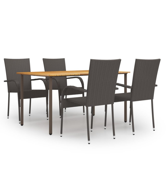 Ensemble à manger de jardin 5 pcs Résine tressée Marron | Mobilier & Déco