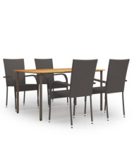 Ensemble à manger de jardin 5 pcs Résine tressée Marron | Mobilier & Déco