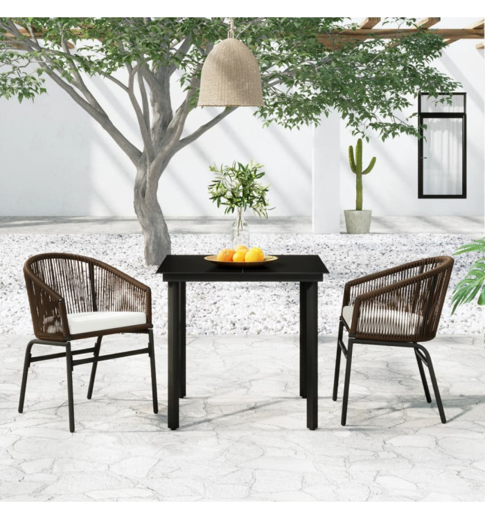Ensemble à manger de jardin 3 pcs Marron | Mobilier & Déco