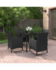 Ensemble à manger de jardin coussins 5 pcs Résine tressée Verre | Mobilier & Déco