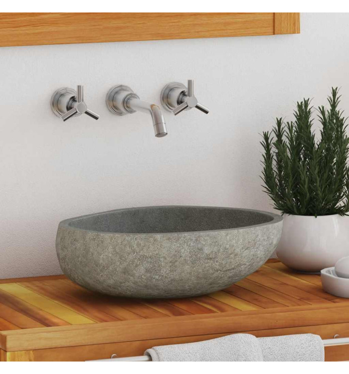 Lavabo en pierre de rivière ovale (29-38)x(24-31) cm | Mobilier & Déco