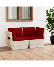 Canapé palette à 2 places de jardin avec coussins Bois d'épicéa | Mobilier & Déco