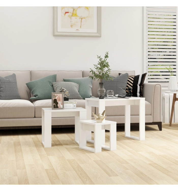 Tables gigognes 3 pcs Blanc Bois d'ingénierie | Mobilier & Déco