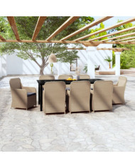 Ensemble à manger de jardin avec coussins 9 pcs marron | Mobilier & Déco