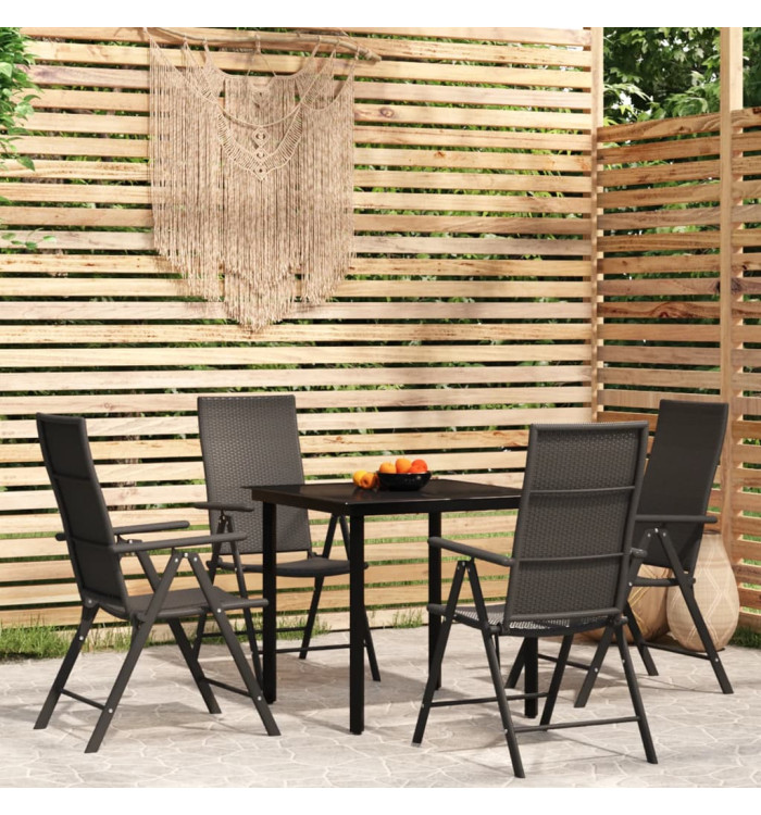 Ensemble à manger de jardin 5 pcs Noir | Mobilier & Déco