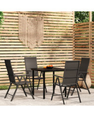 Ensemble à manger de jardin 5 pcs Noir | Mobilier & Déco