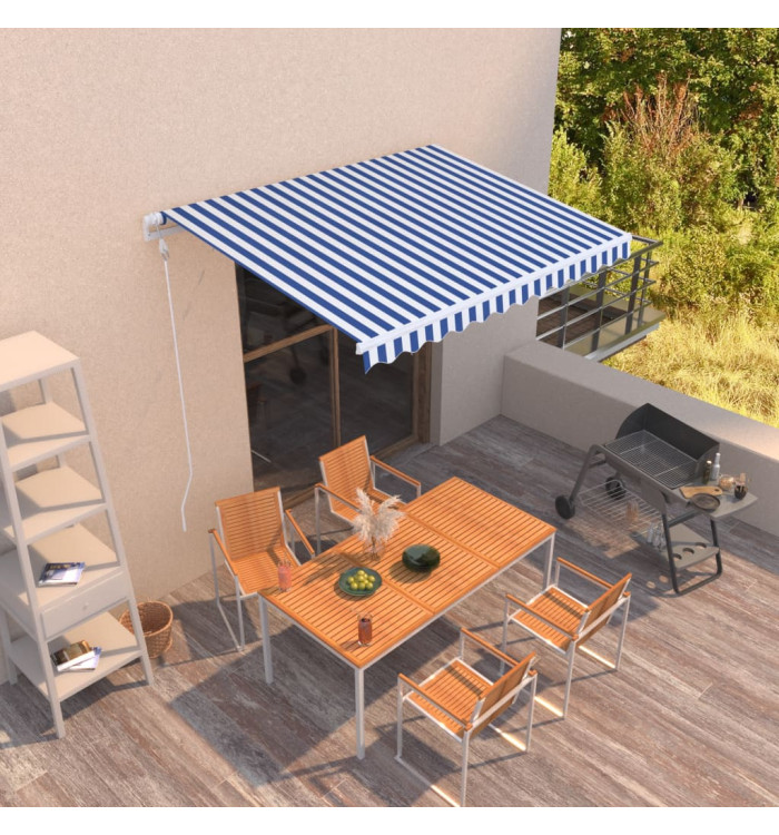Auvent rétractable automatique 300x250 cm Bleu et blanc | Mobilier & Déco