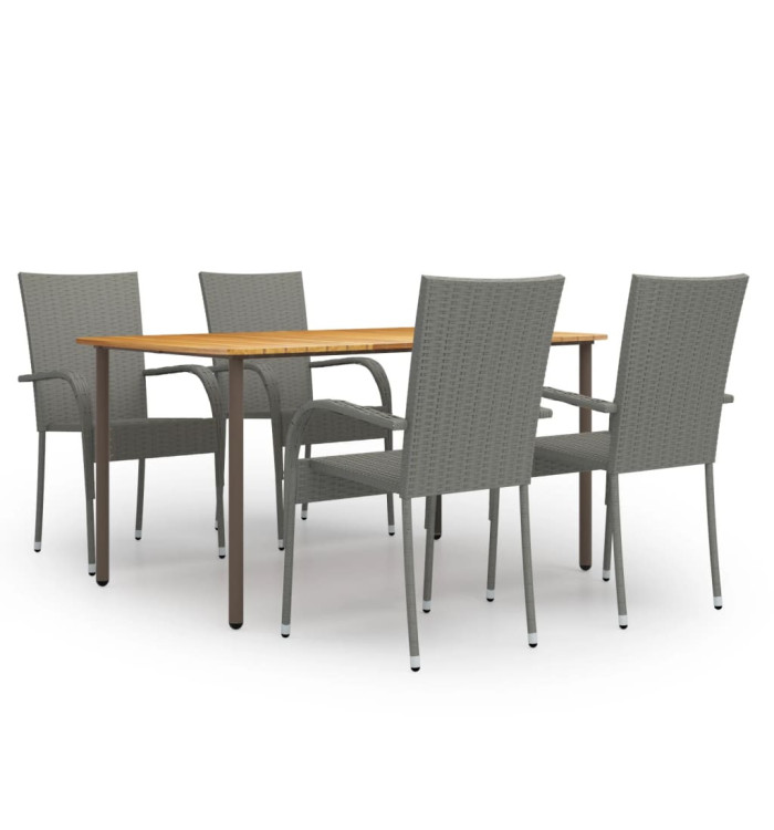 Ensemble à manger de jardin 5 pcs Résine tressée Gris | Mobilier & Déco