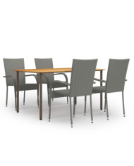 Ensemble à manger de jardin 5 pcs Résine tressée Gris | Mobilier & Déco