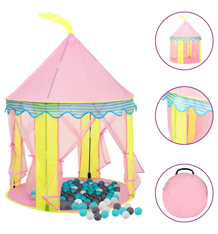 Tente de jeu pour enfants avec 250 balles Rose 100x100x127 cm | Mobilier & Déco
