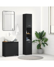 Armoire de salle de bain Noir 30x30x183,5 cm Bois d'ingénierie | Mobilier & Déco
