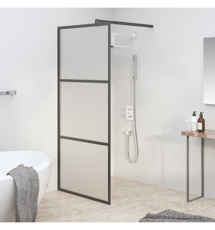Paroi de douche 80x195 cm Verre ESG dépoli Noir | Mobilier & Déco