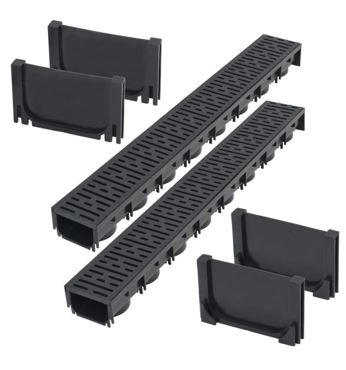 Caniveau de drainage 2 pcs Plastique 2 m | Mobilier & Déco