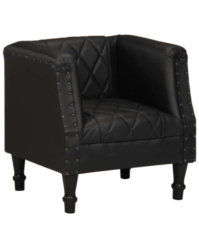 Chaise cabriolet Noir Cuir véritable de chèvre | Mobilier & Déco